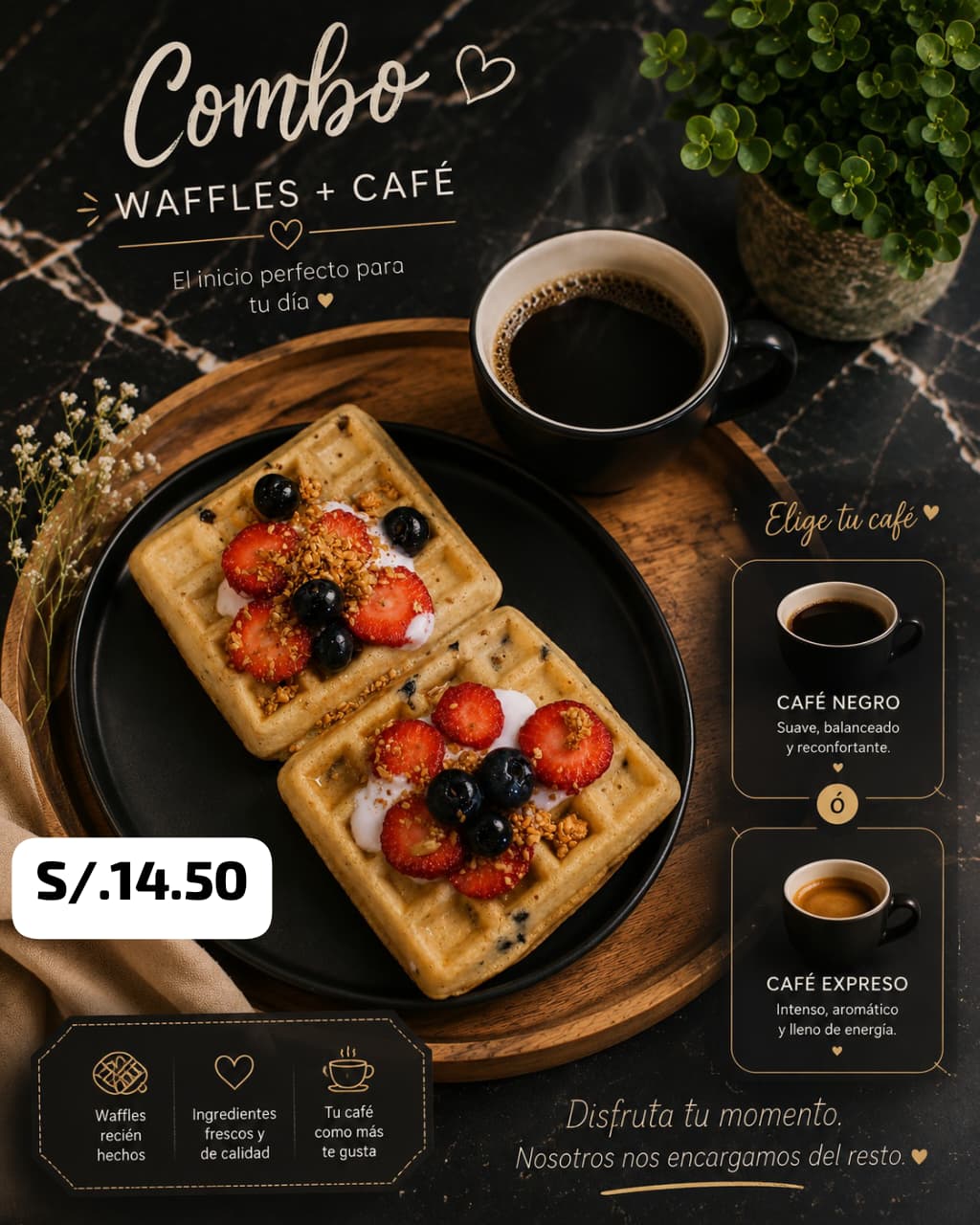 Combo Waffles + Café — S/ 14.50
