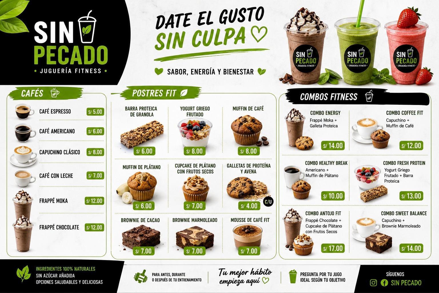 Menú Sin Pecado — Cafés, postres y combos coffee